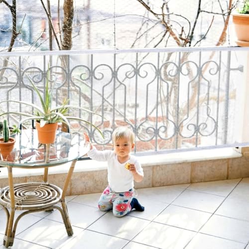 Hosuly Banister Guard Balcony Netting, 15 x 3.3 ft, White, 1 Set - color: White, size: 15 x 3.3 ft