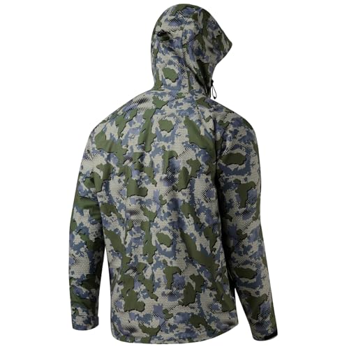 BASSDASH Walker-LW Breathable Waterproof Fishing Hunting Wading Jackets with Silent Outer Fabric for Men Women - color: Green Vegetation Camo, size: Medium