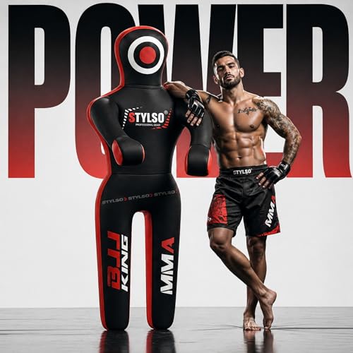 Unfilled Grappling Dummy – Adult Life Size Wrestling & BJJ Training Dummy, MMA Jiu Jitsu Judo Takedown & Throwing Practice, Heavy-Duty Triple-Stitched Canvas Submission Dummy - color: Black, size: 5ft / 60"