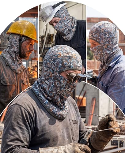 BOCOMAL FR Balaclava with Face Mask Flame Resistant 5.5oz Lightweight 100%C - color: Paisley Gray 1032