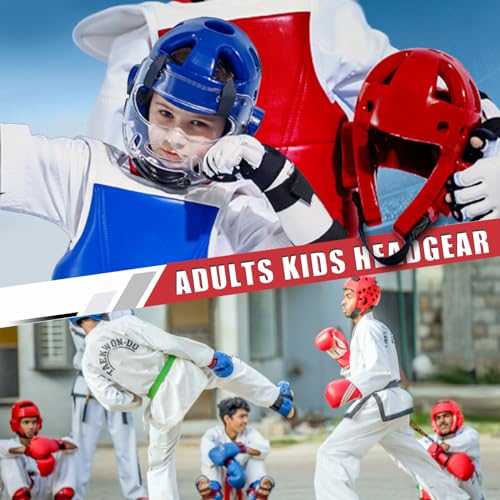 Youth & Adults Taekwondo Karate Headgear MMA Martial Arts Helmet, Soft Head Gear for Martial Art Grappling Muay Thai Kickboxing Taekwondo - color: BLUE, size: Large