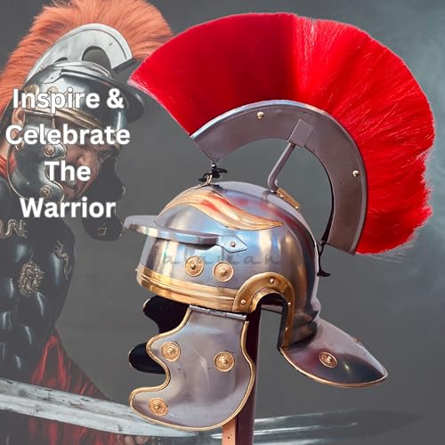 ALADEAN Roman Officer Helmet - Medieval Imperial Centurion Vintage Armor - 18g Mild Steel - LARP Cosplay Costume