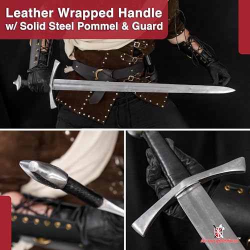 Armory Replicas™ Medieval Hand Forged Knight Sword EN45 Carbon Steel Full Tang with Scabbard - style: Medieval Knightly Arming Sword