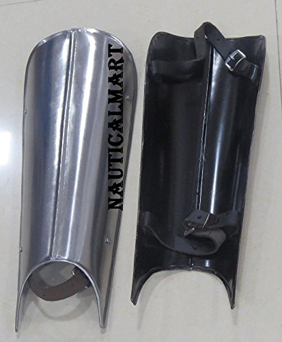 NauticalMart Gothic Medieval Steel Greaves – Knight Leg Armor for Renaissance Fair, LARP & Costume Ideal for Medieval Reenactment, LARP