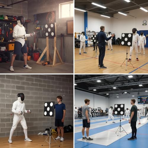 Shimeyao PU Leather Square Fencing Target Practice Pad with Bullseye Reinforced Strike Zones for Saber Foil and Epee Wall Mounted Fencing Target Equipment for Clubs Home Training