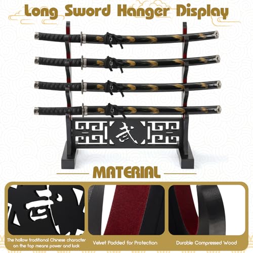 Barydat 4 Tier Katana Sword Stand with Warrior Cutout Design - style: Warrior