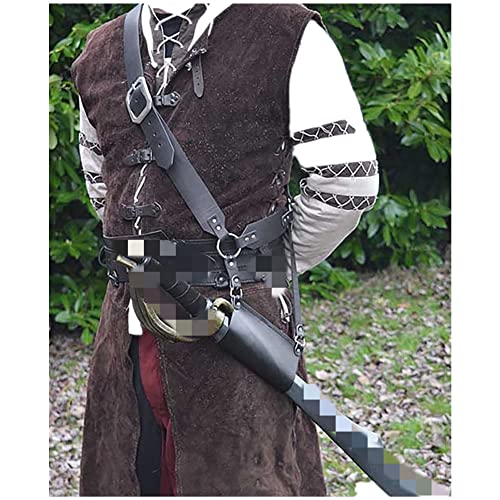 BLESSUME Medieval Knight Belt with Sword Frog Holster Rapier Scabbard Holder 1pc - color: Black 9