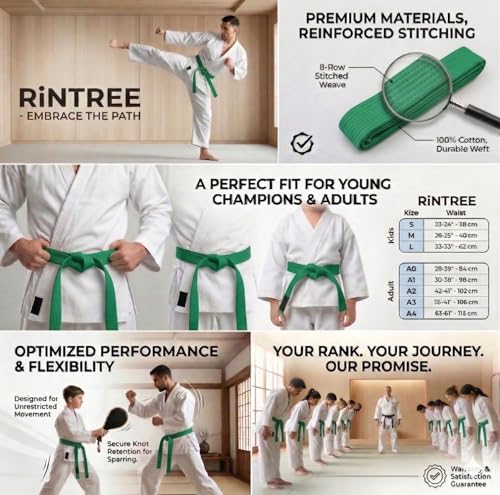 1.5inch x 8.5ft Karate Belt for Coach Teaching Practice - Martial Arts Belt Display, Taekwondo Belt Display - color: Green-1.5inch x 8.5ft