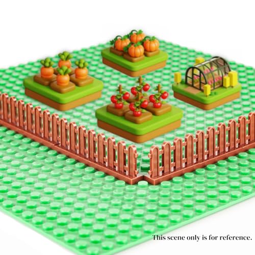 Fence Building Block Set, 21 Pieces Building Accessories for Garden Trees/Flowers/Farm Animal, Compatible with Classic Building Bricks (Brown)