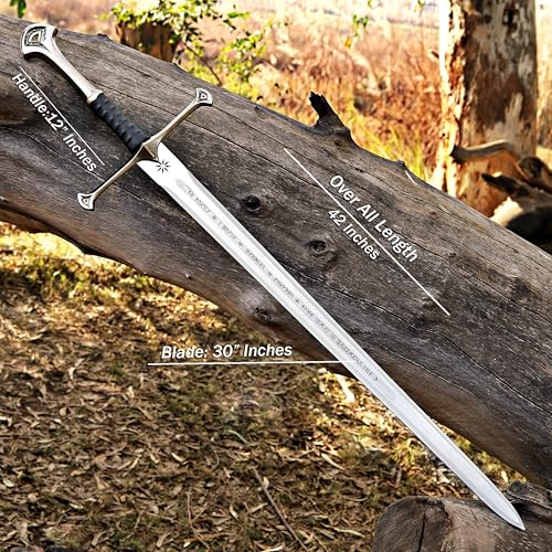 Andúril - The Flame of the West | Handcrafted Stainless Steel Replica Sword | Wall Mount Plaque & Scabbard Included | Collector’s Edition