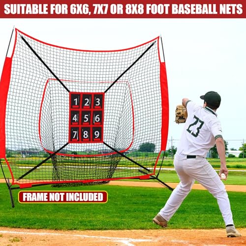 TOBWOLF Adjustable Strike Zone Target for Baseball Softball Net, Numbered Baseball Softball Pitching Target, 9 Pocket Pitching Net Practice Accuracy Training Throwing for Hitting Batting Catching