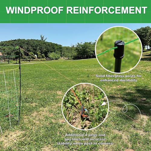 2 Pack Premium Electric Semi-Rigid Fence Netting 35.4"H x 98.42'L, Pre-Assembled Posts Raised to 47.2"H, Can Add Additional Polywire to Ensure Safety for Backyards,Homesteads,Gardens,Farms,and Ranches