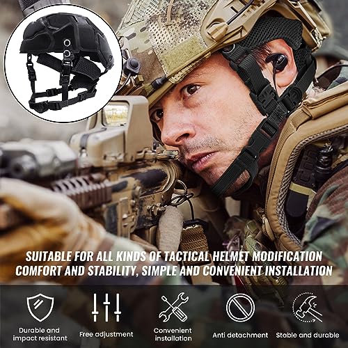 Tactical Helmet Pads and Helmet Chin Strap Replacement Adjustable for Tactical Fast MICH ACH Bump FMA EXF Helmet Replacement Accessories Kit - color: black