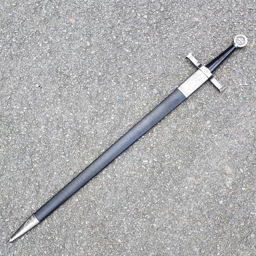 Stainless Steel Medieval Star of David King Solomon Cross Crusader Knight Templar Sword for Collection, Cosplay, Display - style: D-33.9 inch