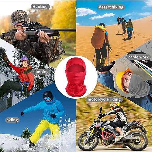 Achiou Ski Mask for Men and Women, Lightweight UV Balaclava Face Cover - color: Red