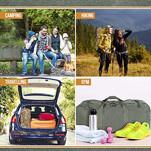 USGI Industries Military Style Deployment Duffel Bag for Camping, Hiking & Travel - color: Sage