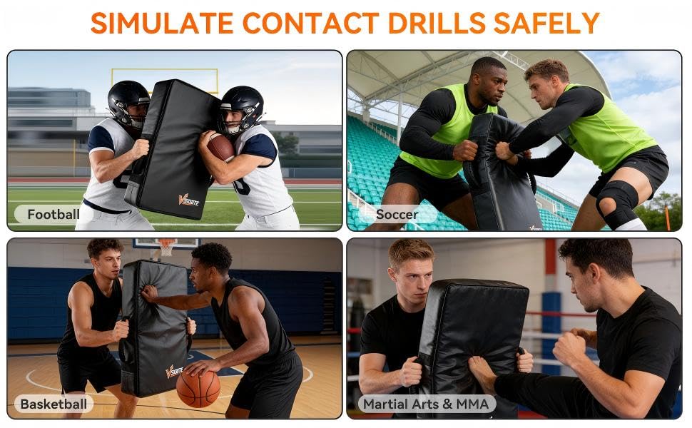 Football Blocking Pad 24x16 Inch, Football Training Equipment, 5 Handles (1 Adjustable), Dense Foam Tackling Dummy, Hitting Pad, Contact Shield, Basketball Training Pad, Football Practice Equipment