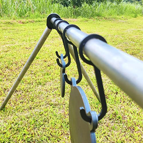 Steel Target Hanger, AR500 Steel Target Stand Kit & Hooks for 1 Inch EMT Conduit - color: 4 target hangers & 2 leg brackets