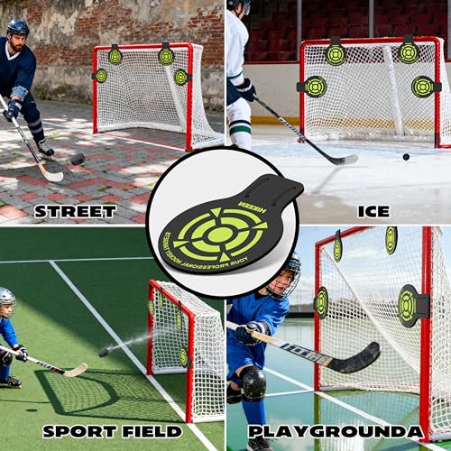 Hikeen 4 Pcs Professional Hockey Targets-Durable 5mm Thick PVC Goal Targets Can Withstand Powerful Shooting,Ideal Training Equipment for Hockey, Lacrosse, Soccer Accuracy Practice