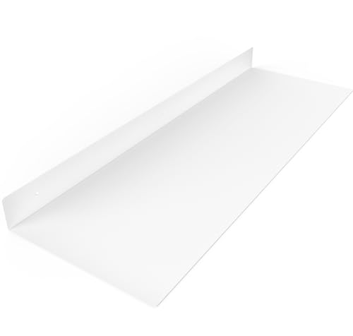 Made in the USA - 36 Inch Linear Floating Shelf - Forged Raw Steel - Industrial Heavy Duty Metal Wall Mounted Modern Rustic Shelf (36-inch x 12-inch White) - size: 36-inch X 12-inch White