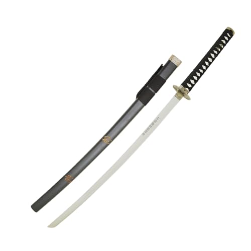 MASTER USA - Hand Carved Katana Sword with Samurai Bushido Code on Scabbard, 1045 Steel, 41.5 Inches Overall, Includes Display Stand - color: Sword of Spirit