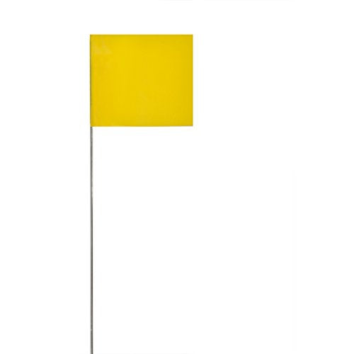 Swanson Tool Co FY15100 2.5-Inch by 3.5-Inch Marking Flags with 15-Inch Wire Staffs, Yellow, 100-Pack - color: Yellow, size: 100 Pack