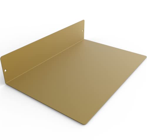 Made in USA 12 Inch Linear Floating Shelf - USA Manufactured Steel - Industrial Heavy Duty Metal Wall Mounted Modern Farmhouse Designed Shelf Ledge (12-in X 8-in Powder Coated Gold) - size: 12-inch X 8-inch Powder Coated Gold