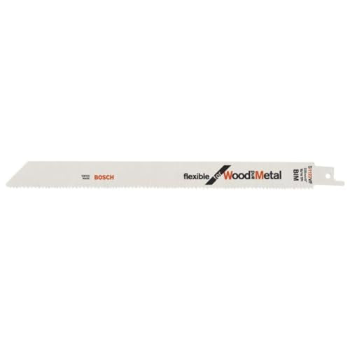 Bosch Accessories 25 pieces Sabre Saw Blade S 1122 VF Flexible for Wood and Metal (Length 225 mm, sabre saw accessories) - size: 225mm, style: Wood with Metal