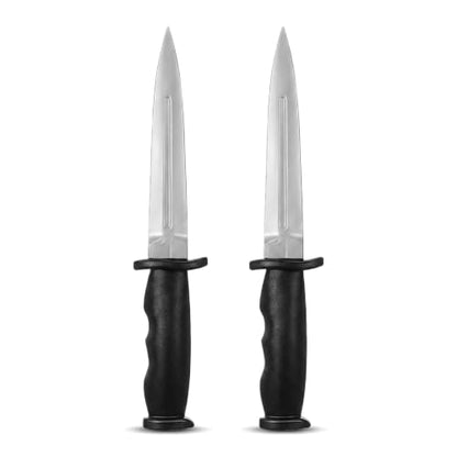 2 Pack Flexible Rubber Training Daggers, Blunt Safe Plastic Practice Knives for Throwing Sparring Self Defense Drills, Lightweight Non-Slip Fake Combat Weapon for Beginners Adults Cosplay Halloween Stage Prop