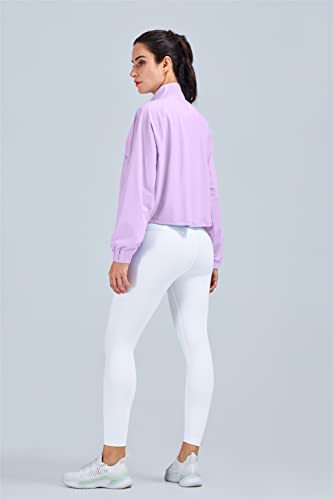 altiland Women's UPF 50+ Athletic Running Track Zip Up Cropped Jackets - color: Orchid Purple, size: Medium