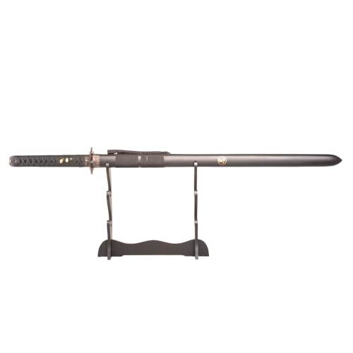 Sword Valley Authentic Ninja Samurai Sword 3-Piece Set with 3-Tier Display Stand – Shinobi Engraved Scabbards, Stainless Steel Blades, Waxed Cotton Handle (38.9"+30.5"+21.1")