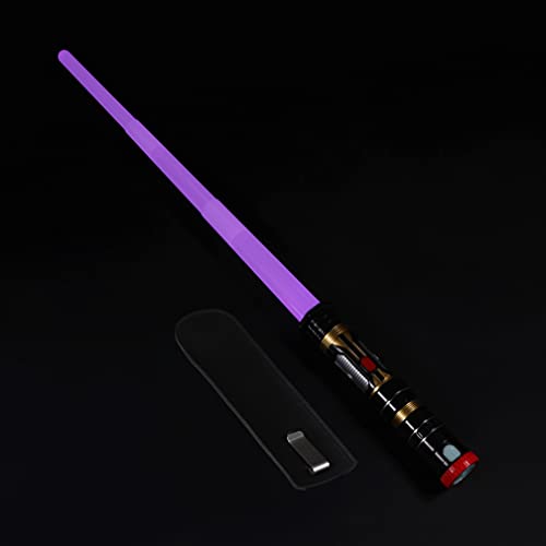 MewduMewdu Light Up Saber Toy with Electronic Lights & FX Sound for Kids and Adults, Purple Blue Red Changing LED Light Expandable Saber Toy for Roleplay - style: with Belt Clip