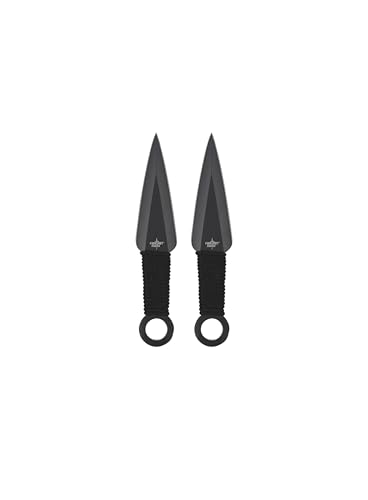Fantasy Master – 28-inch Black Satin Finish Stainless Steel Sword with Tanto Blade and Set of 2 Throwing Knives, Full Tang Construction, Includes Nylon Sheath, Fantasy, Swords, Collectible – FM-644T