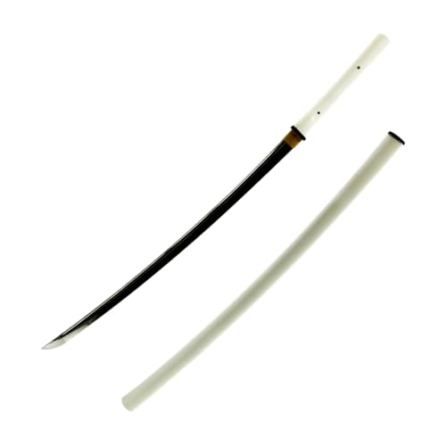 1045 Katana, Hand Forged Full Tang Japanese Sword | Classic Tsuba Series - color: 1045 Heat Tempered, White