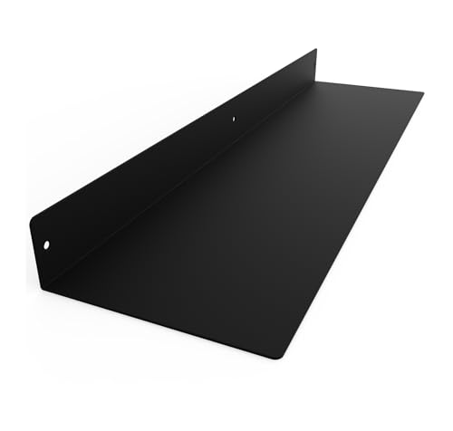 Linear Floating Shelf - Forged Raw Blackened Steel - Industrial Heavy Duty Metal Wall Mounted Modern Rustic Shelf - Made in THE USA (30-inch x 8-inch Black) - size: 30-inch X 8-inch Black
