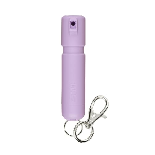 SABRE Mighty Discreet Pepper Spray with Snap-Clip Keychain - Pocket Size for Running, Walking, Keys & Travel, Fits in Small Bags & Purses, Max Strength Self Defense, UV Dye, 12 ft Range, 0.18 fl oz - color: Lavender