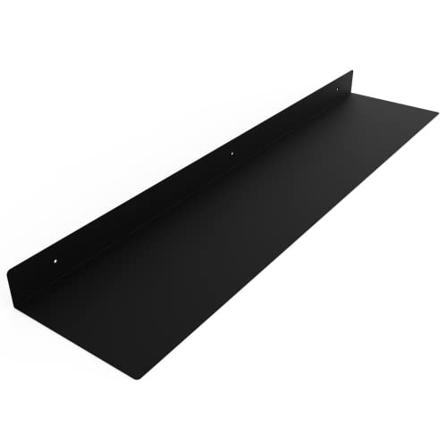 Linear Floating Shelf - Forged Raw Blackened Steel - Industrial Heavy Duty Metal Wall Mounted Modern Rustic Shelf - Made in THE USA (36-inch x 8-inch Black) - size: 36-inch X 8-inch Black