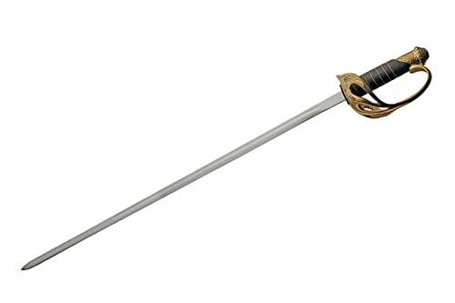 SZCO 32” Officer Ceremonial Sword – Military Dress Sword for Adults with Brass Guard & Pommel, Leather Wrapped Handle & Metal Scabbard for Reenactment, Costume, Display & Ceremonial Use