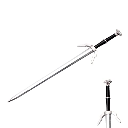 LALAPORT 41 Inch 2 PCS Medieval Foam Witcher Hunting Long Sword Set for Cosplay LARP Costume Halloween Xmas Gifts (Steel & Twin Wolf Set) - style: Steel & Twin Wolf Set