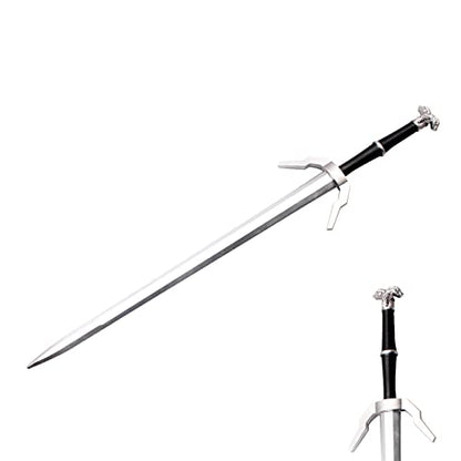 LALAPORT 41 Inch 2 PCS Medieval Foam Witcher Hunting Long Sword Set for Cosplay LARP Costume Halloween Xmas Gifts (Steel & Twin Wolf Set) - style: Steel & Twin Wolf Set