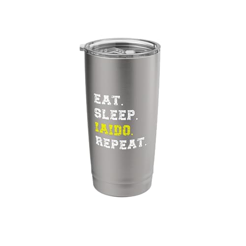 Iaido Instructor / Iaido Student / 'Eat Sleep Iaido Repeat!' Stainless Steel Insulated Tumbler - color: Brushed Steel