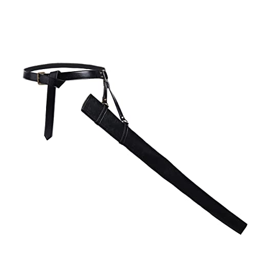 BLESSUME Medieval Knight Belt with Sword Frog Holster Rapier Scabbard Holder 1pc - color: Black 7