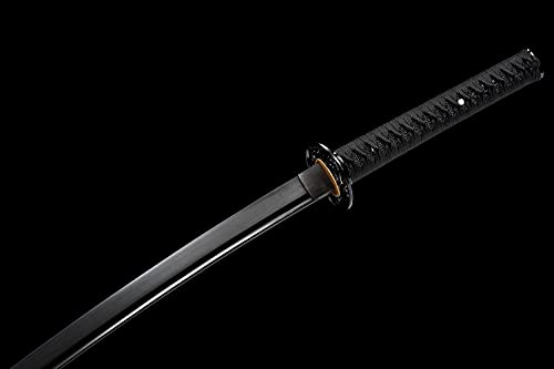 Traditional Heat/Clay Tempered Hand Forged Katana Sword | Real 1060/1095 T10 High Carbon Steel Sharp Full Tang Katanas | Practical Authentic Japanese Samurai Swords - color: Iron Leaves
