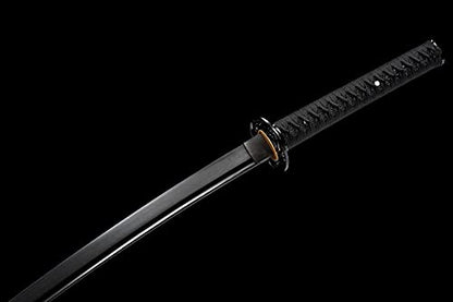 Traditional Heat/Clay Tempered Hand Forged Katana Sword | Real 1060/1095 T10 High Carbon Steel Sharp Full Tang Katanas | Practical Authentic Japanese Samurai Swords - color: Iron Leaves