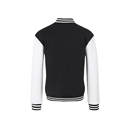 Kids Varsity Jacket Girls Boys Baseball Jacket Zipper Bomber Coat School Uniform with Pocket - size: 10 Years