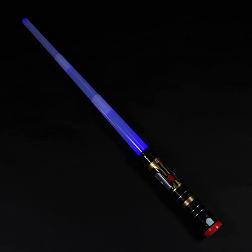 MewduMewdu Light Up Saber Toy with Electronic Lights & FX Sound for Kids and Adults, Purple Blue Red Changing LED Light Expandable Saber Toy for Roleplay - style: with Belt Clip