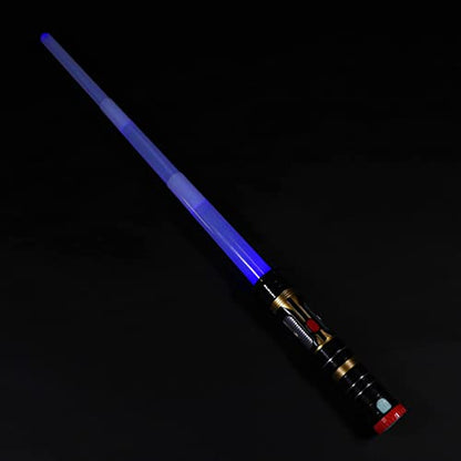 MewduMewdu Light Up Saber Toy with Electronic Lights & FX Sound for Kids and Adults, Purple Blue Red Changing LED Light Expandable Saber Toy for Roleplay - style: with Belt Clip