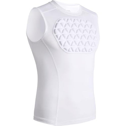 Adult Baseball Chest Protector Padded Compression Shirt - color: White, size: Large