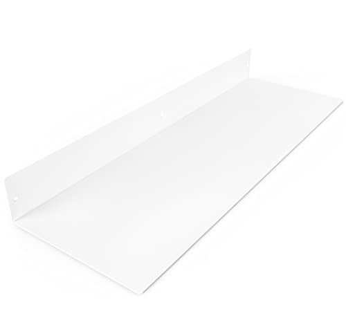 Made in USA Linear Floating Shelf - USA Manufactured Steel - Industrial Heavy Duty Metal Wall Mounted Modern Farmhouse Rustic Designed Shelf (24-in X 8-in Powder Coated White) - size: 24-inch X 8-inch Powder Coated White