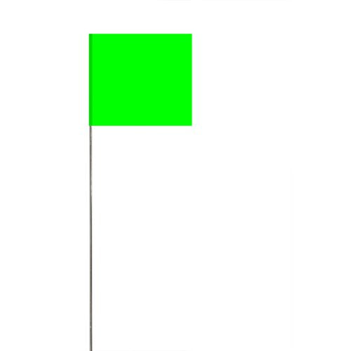 Swanson Tool Co FLM15100 2.5-Inch by 3.5-Inch Marking Flags with 15-Inch Wire Staffs, Lime, 100-Pack - color: Green, size: 100 Pack